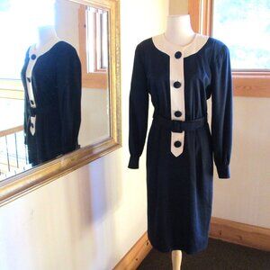Size 4 '90s Brooks Brothers Navy-Blue White-Collar Rayon Dress